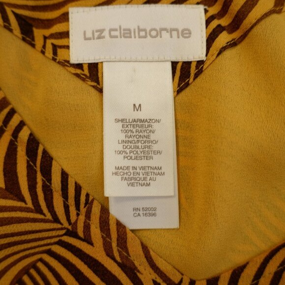 Liz Claiborne Medium Brown V-Neck Short ‎ Sleeve Blouse Lined Top Rayon - Picture 10 of 10